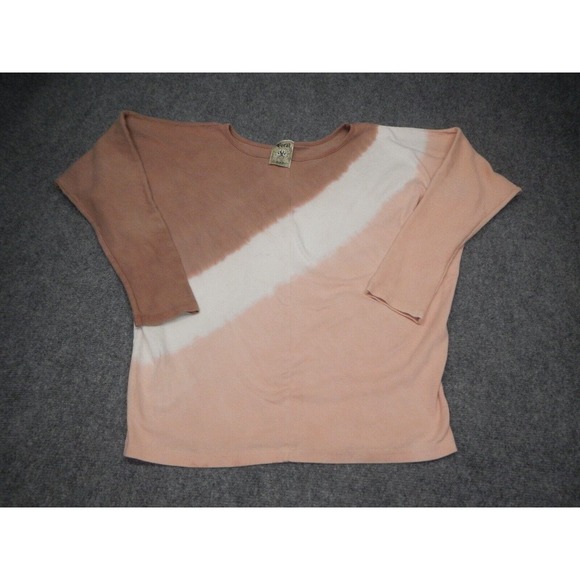 Vocal USA Top Womens Large Pink Brown White Striped Colorblock Long Sleeve‎ - Picture 1 of 7